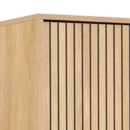 Albany 4 Door Wardrobe – Oak Lamella Front with Black Steel Base | Large Scandinavian Storage