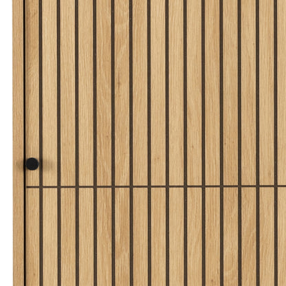 Albany 4 Door Wardrobe – Oak Lamella Front with Black Steel Base | Large Scandinavian Storage