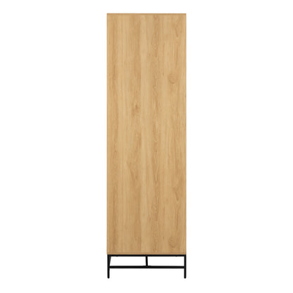 Albany 4 Door Wardrobe – Oak Lamella Front with Black Steel Base | Large Scandinavian Storage