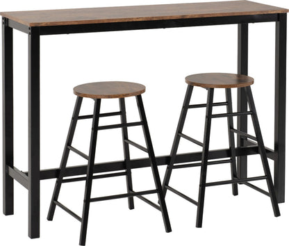 Athens bar table set in acacia effect – space-saving kitchen dining set with industrial look