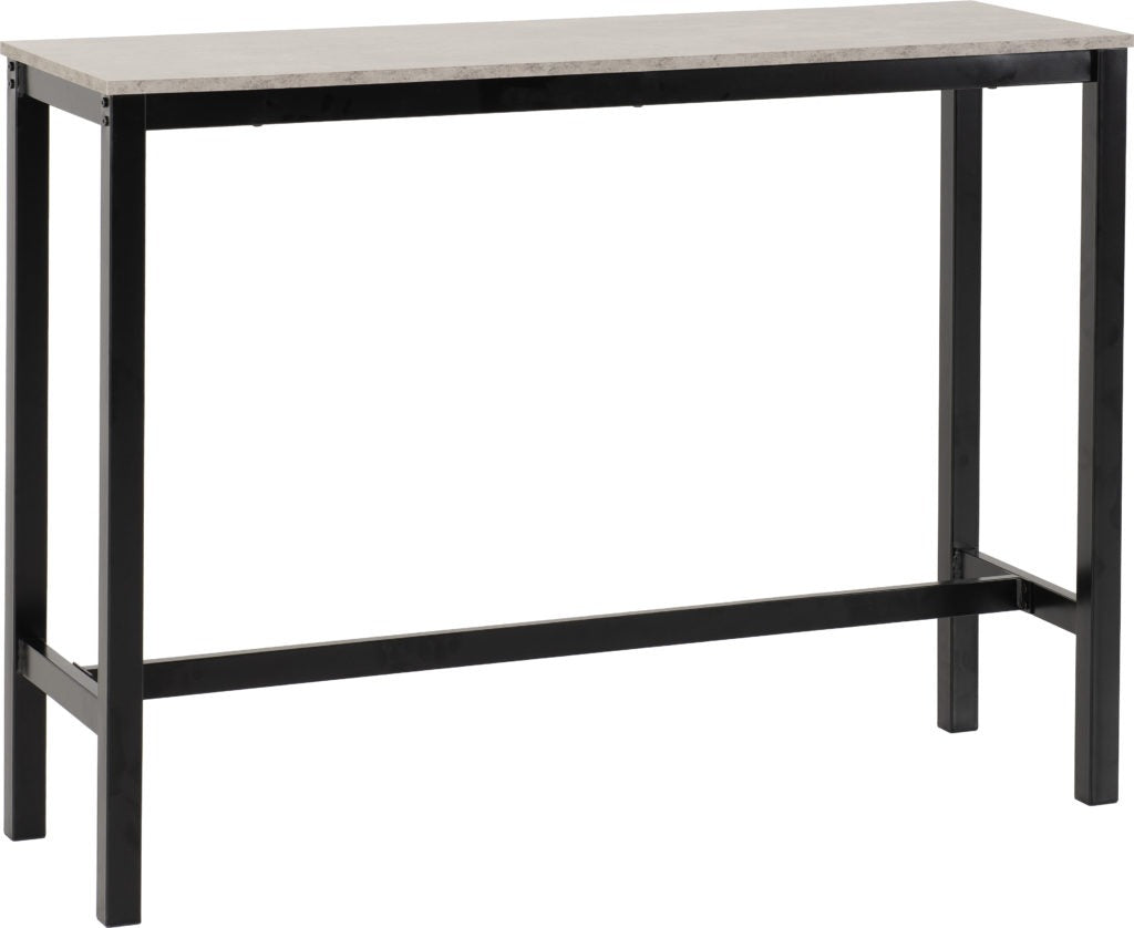 Athens breakfast bar set in concrete effect with black metal frame – compact dining table with 2 stools