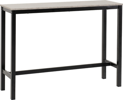Athens breakfast bar set in concrete effect with black metal frame – compact dining table with 2 stools