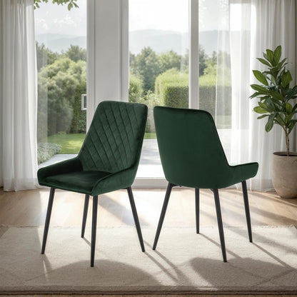 Avery velvet dining chair in emerald green with high backrest – elegant dining furniture