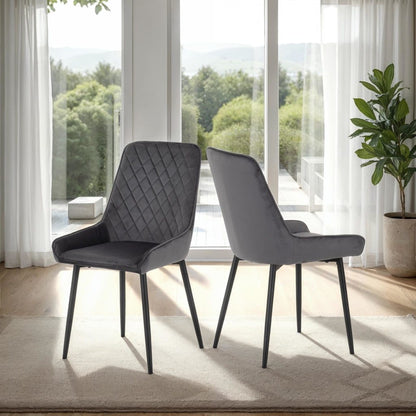 Avery velvet dining chair in grey – stylish upholstered seat for modern interiors