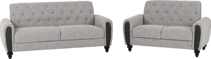 Chester 3+2 sofa set in light grey fabric with wooden feet – modern upholstered living room suite