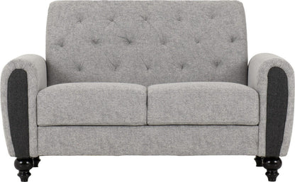 Chester 3+2 sofa set in light grey fabric with wooden feet – modern upholstered living room suite