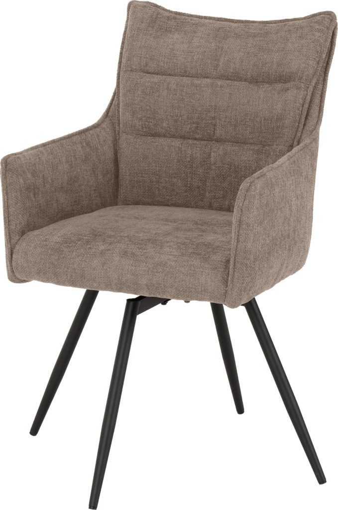  Lewis swivel dining chair in fawn fabric with curved backrest – elegant fabric chair for dining or home office