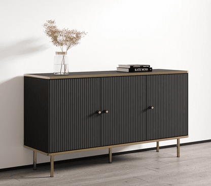 Maison black and gold 3-door sideboard with internal shelves

