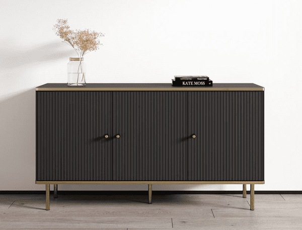 Luxury black sideboard with gold handles and trim