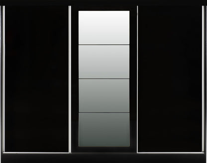 Nevada 3-Door Sliding Wardrobe – Modern Black Gloss Finish | Space-Saving Bedroom Storage