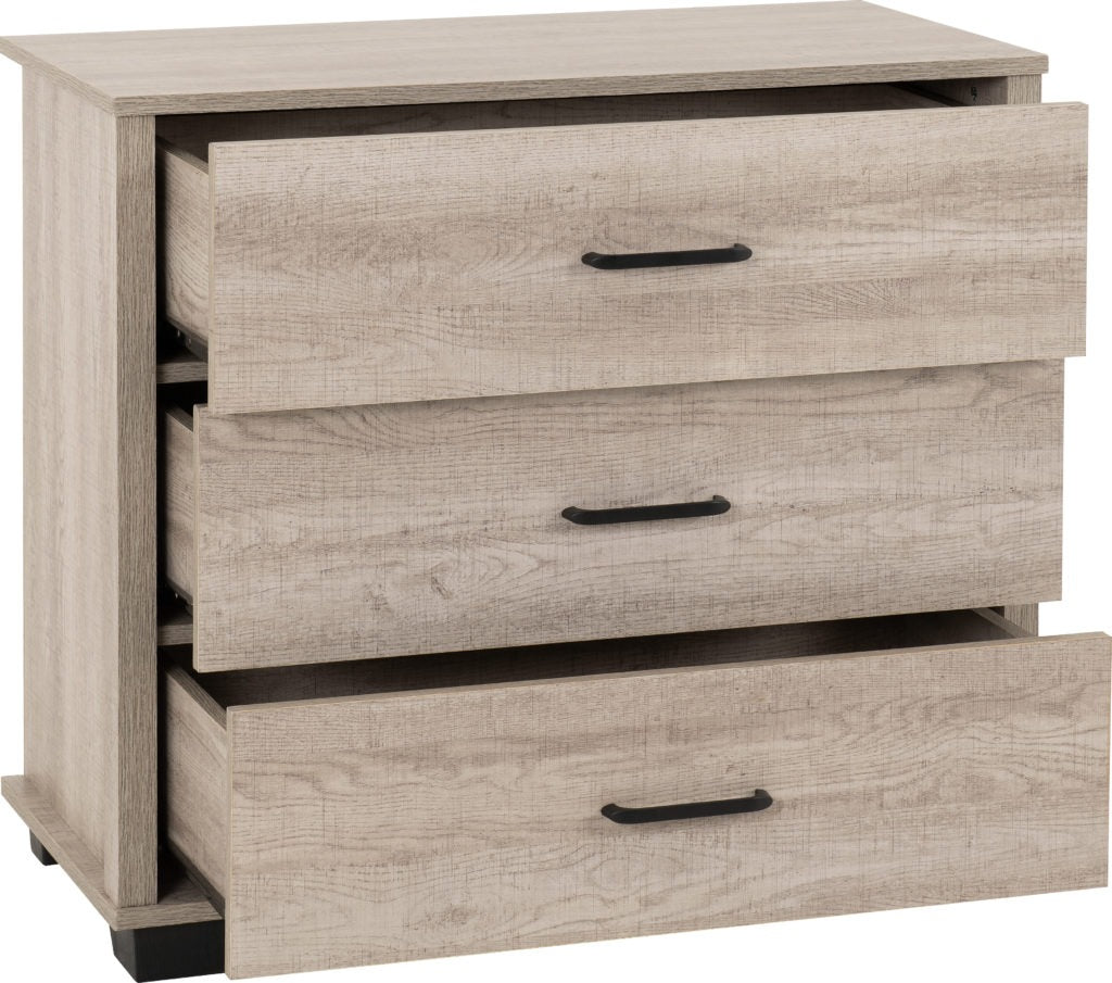 Oliver 3-Piece Bedroom Furniture Set in Light Oak Effect – Wardrobe, Chest of Drawers & Bedside Table