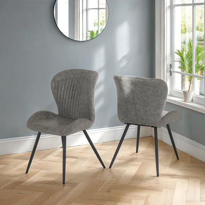 Quebec grey faux leather dining chair – sleek and stylish dining chair with high backrest