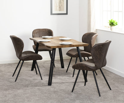 Quebec brown faux leather dining chair with black legs – modern padded seat for dining room