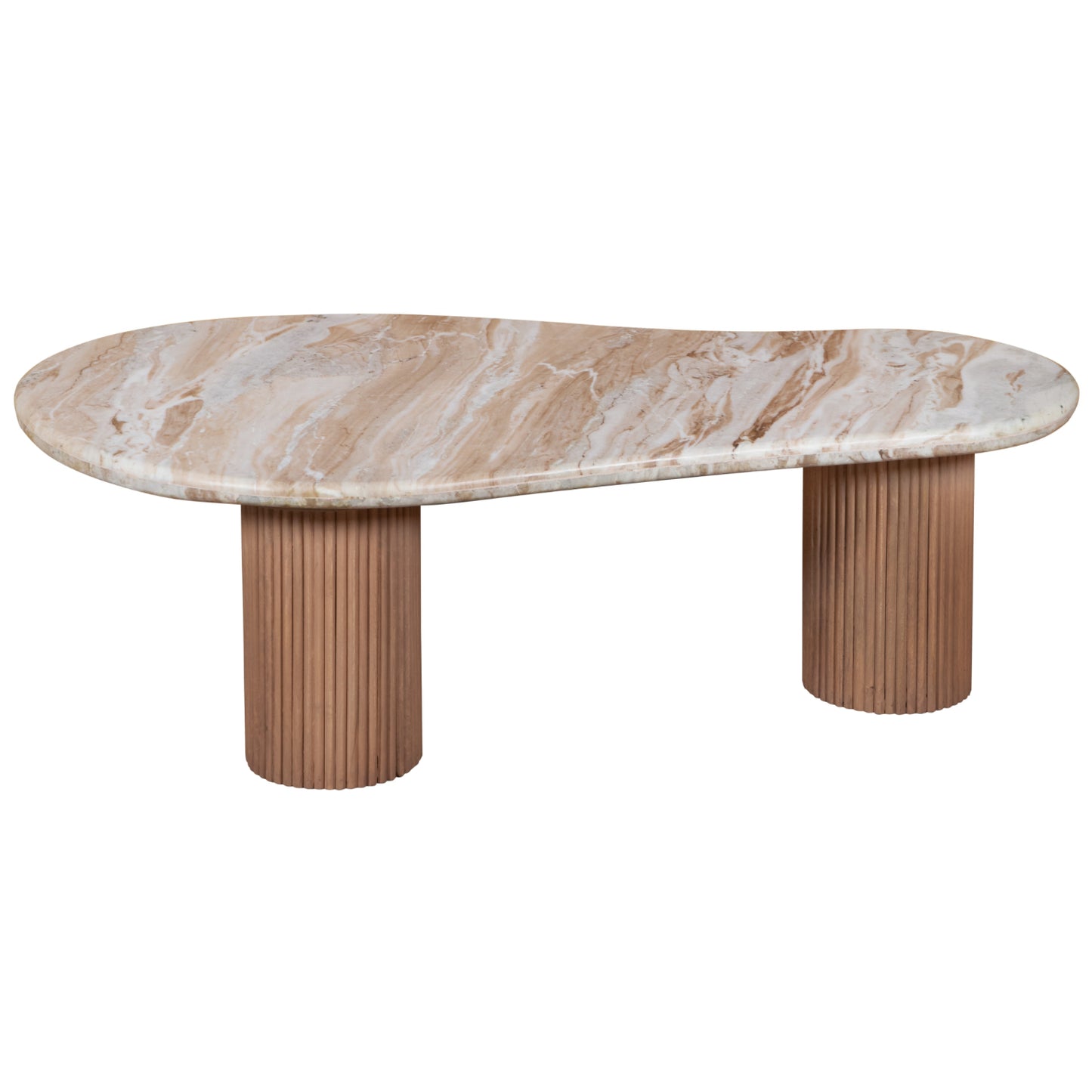 Ashford Natural Marble Top Pedestal Coffee Table – Taupe Mango Wood Base