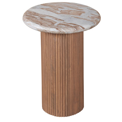 Ashford Marble & Wood Pedestal Side Table