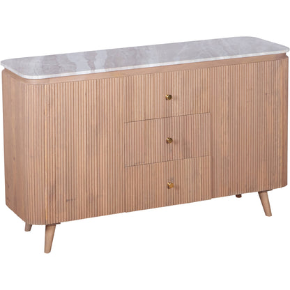 Luxury Marble Top Sideboard in Mango Wood – Pale Taupe Modern Storage Unit