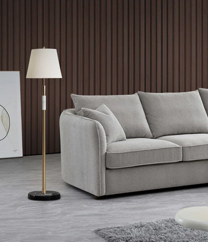 Aluxo Rubin Corner Chaise Sofa in Pebble Bouclé with sculptural curved shape, soft textured fabric, and modern design for luxury living rooms