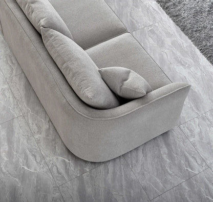 Aluxo Rubin Corner Chaise Sofa – Pebble Bouclé Fabric with Curved Modern Design