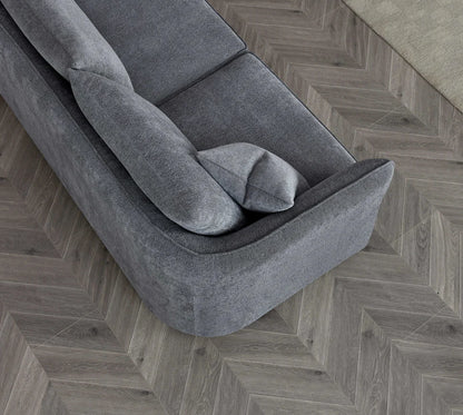 Rubin Curved Corner Chaise Sofa in Charcoal Bouclé – Modern Luxury Statement Seating by Aluxo