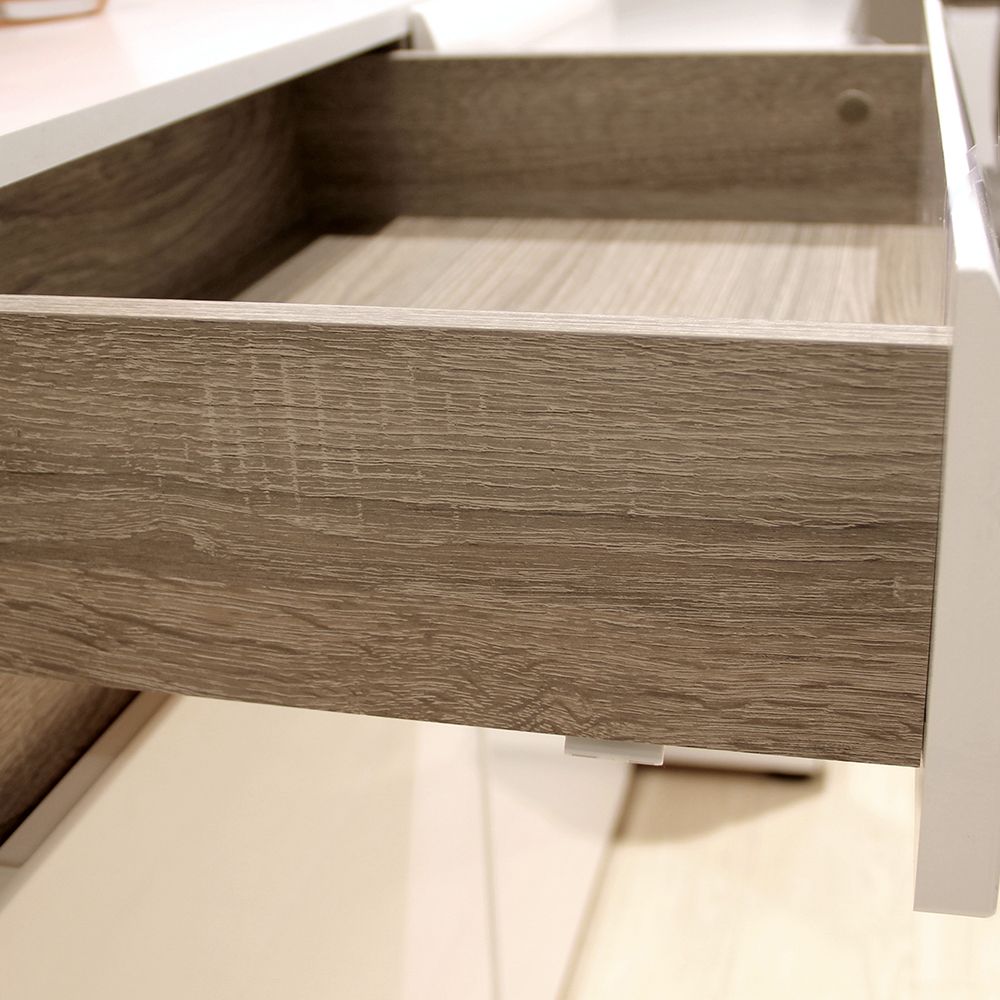 Modern Chelsea Wide TV Unit in White High Gloss with Truffle Oak Trim – 164cm