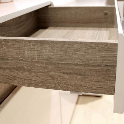 Modern Chelsea Wide TV Unit in White High Gloss with Truffle Oak Trim – 164cm