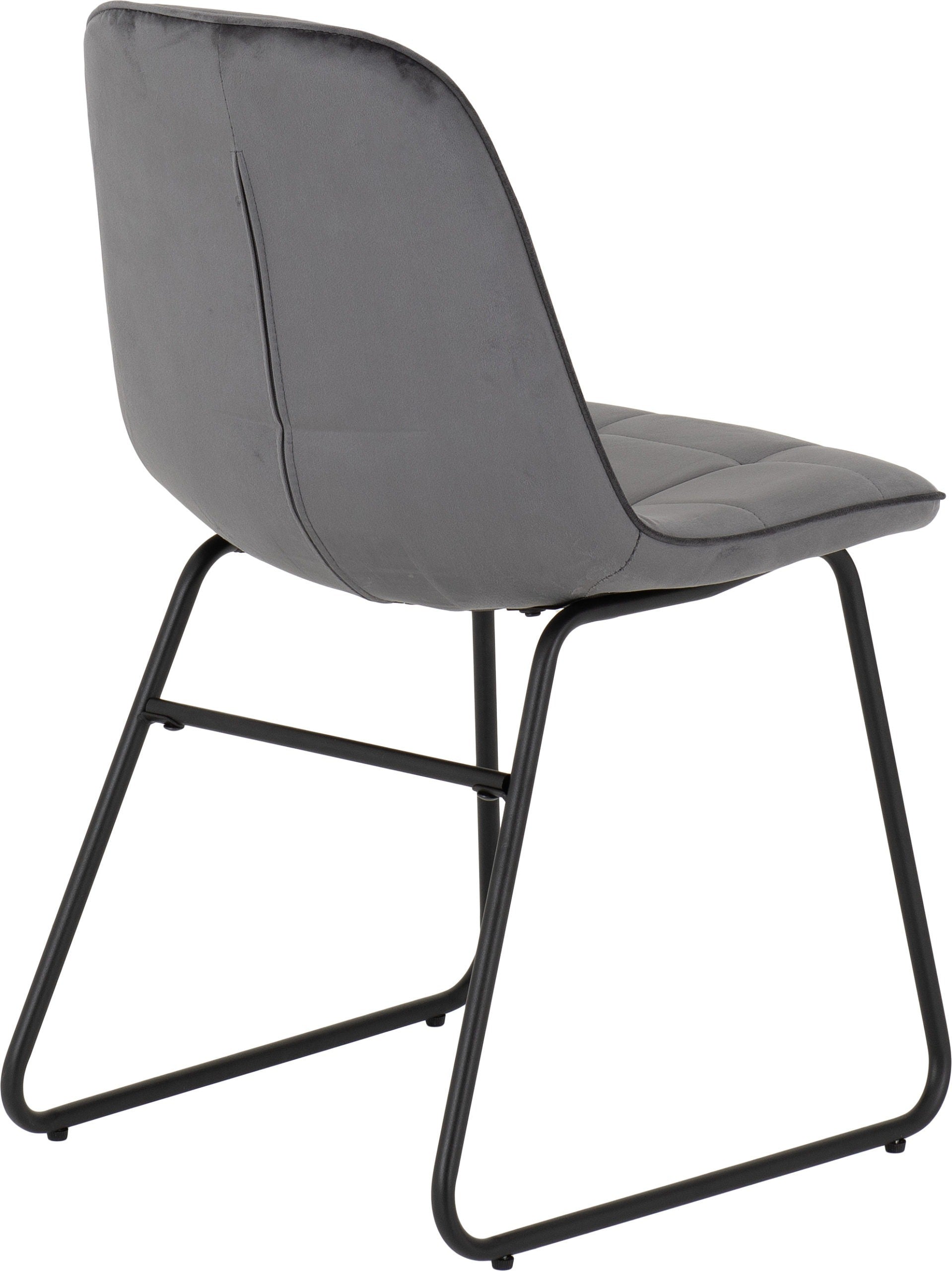 Set of 2 grey velvet dining chairs with padded seat and black metal legs – Lukas modern chair set
