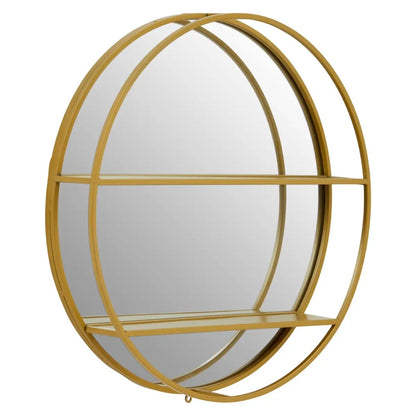 Avento Gold Wall Mirror with Shelf