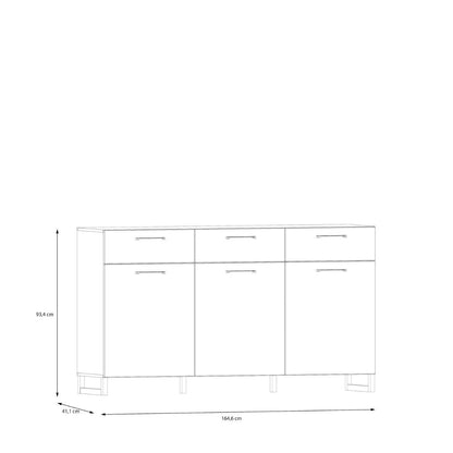 Line drawing of a bathroom vanity with dimensions