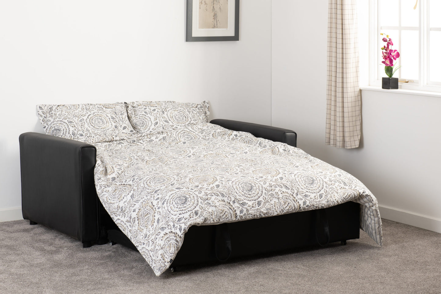 Astoria Sofa Bed in Black Faux Leather
