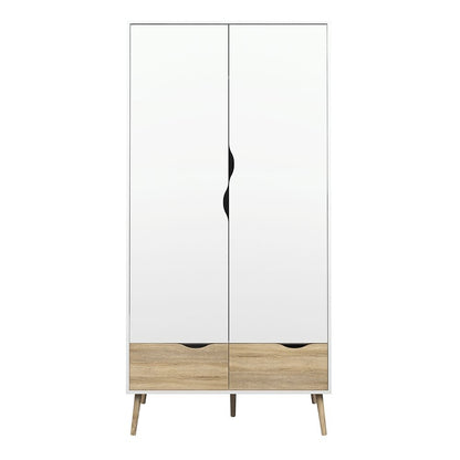 Scandinavian-style white oak bedroom set with modern storage furniture.