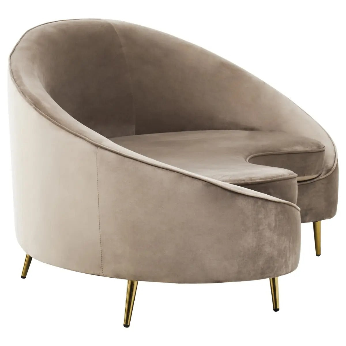 Hasina Curved Mink Velvet Sofa – 3 Seater