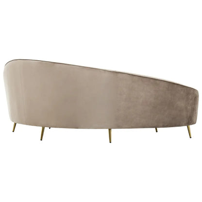 Hasina Curved Mink Velvet Sofa – 3 Seater