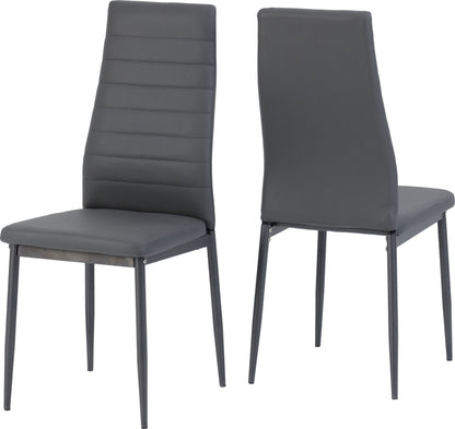 Abbey Set of 2 Grey Faux Leather Dining Chairs