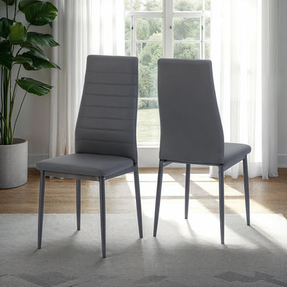 Abbey Set of 2 Grey Faux Leather Dining Chairs