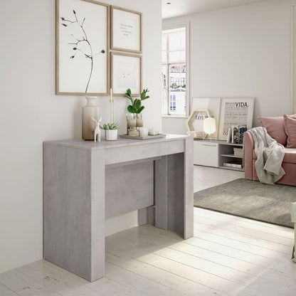 Luiz Concrete Grey Effect Large Extending Dining Table – Seats Up to 10 | Modern Extendable Dining Table
