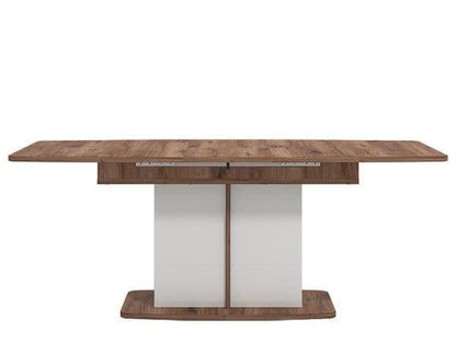 Merlot White Gloss & Warm Oak Extending Dining Table – Modern Extendable Table for 6 to 8 Seats