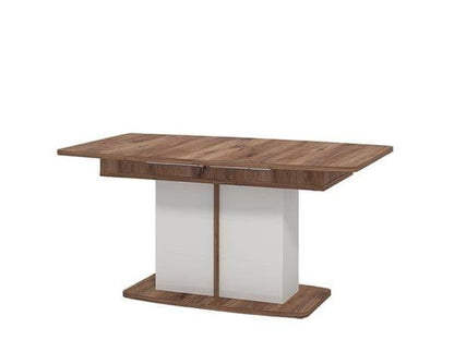 Merlot White Gloss & Warm Oak Extending Dining Table – Modern Extendable Table for 6 to 8 Seats